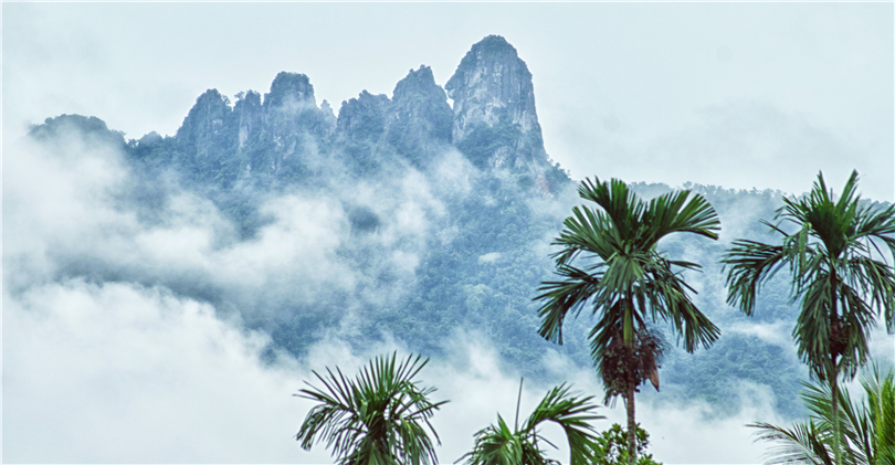 The astounding seven steep peaks of the Mount Qixianling&ensp;National Forest Reserve in Hainan. [Photo/en.explorehainan.com]